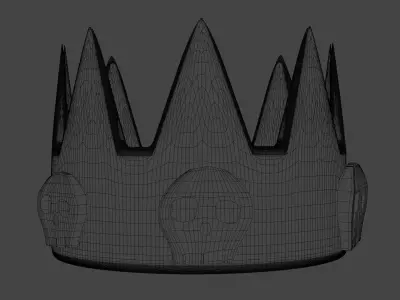low-poly Crown gold with skulls Free low-poly 3D model