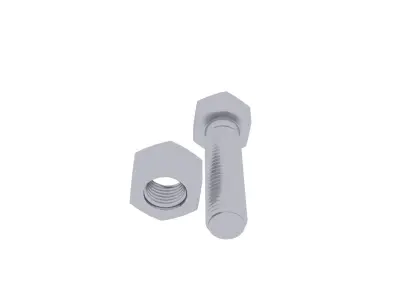 Hex Head and Bolt Nut 3D model
