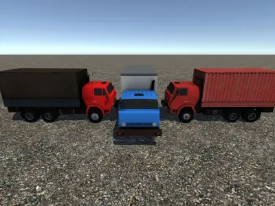 Industrial Small Truck Pack - VII Low-poly 3D model