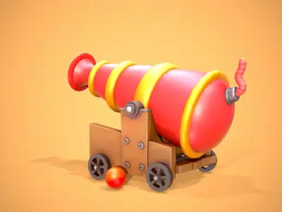 Stylized Cannon Low-poly 3D model buy