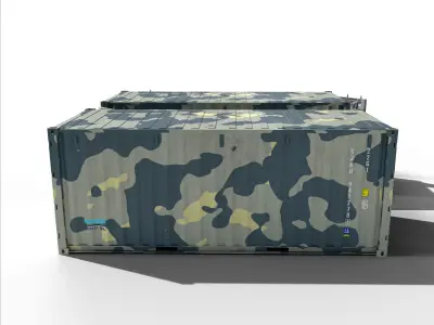 20ft Cargo Container Camo Low-poly 3D model
