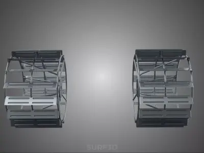 LONG WIDE DOUBLE TRACK TREAD METAL CAGE WHEEL TRACTOR TYRE TIRE 3D model