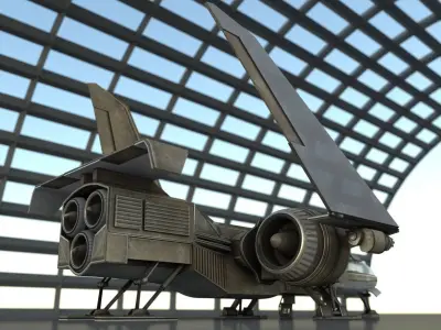 Futuristic Combat Jet Rigged Free low-poly 3D model