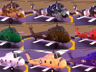 Military helicopters pack Low-poly 3D model