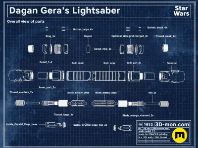 Dagan Gera lightsaber Free 3D print model