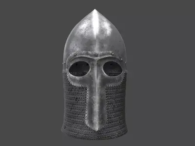 Medieval Helmet Low-poly 3D model 2