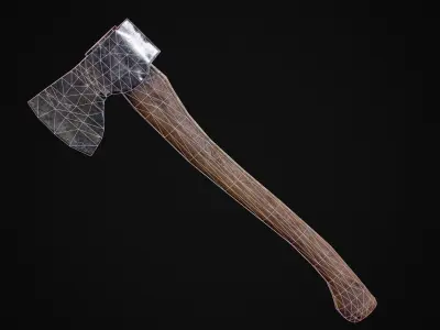 Game Ready Wood Axe Low-poly 3D model