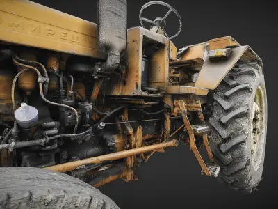 Old rusty and dirty tractor Wladimirec T-25 3D model