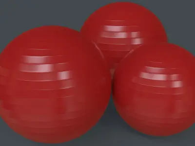 PBR Yoga Ball - Red Low-poly 3D model