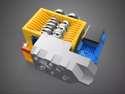 COMPACT 2 SHAFT SHREDDER GRINDER CRUSHER MACHINE ELECTRIC MOTOR 3D model