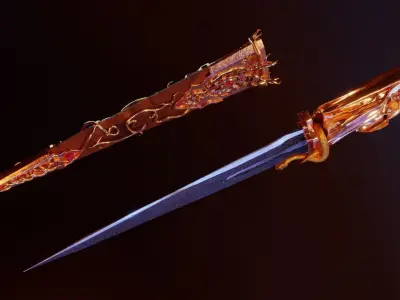 Skeleton ornamented dagger 3D model