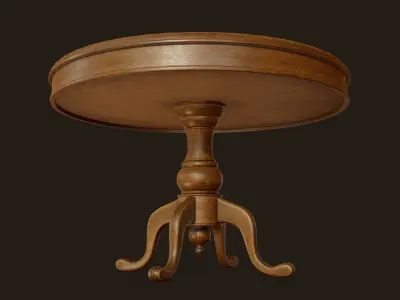Vintage Table and Chair - PBR Game Ready Low-poly 3D model