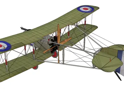  WWI Biplane Airco DH2 Low-poly 3D model