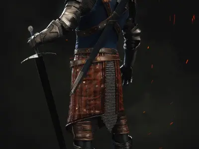 Medieval Knight with Armor and Fur 3D model