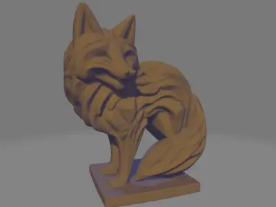  Fox Sculpture Layered Abstract 3D model