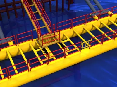 Offshore platform floating boat landing Free 3D model