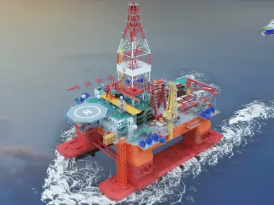 Offshore drilling platform-oil drilling 3D model buy