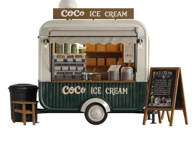 Ice Cream Food Cart Kiosk 3D model