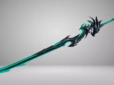 Futuristic Sword Low-poly 3D model 9