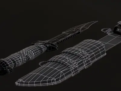 Game ready tactical knife asset Low-poly 3D model