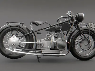 Vintage Motorcycle Low-poly 3D model purchase