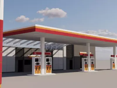 Gas Station Low-poly 3D model 4