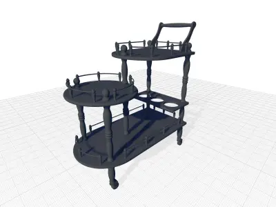Grasso Wood Bar Cart 3D model purchase