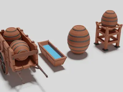 Medieval Low Poly Objects Free low-poly 3D model
