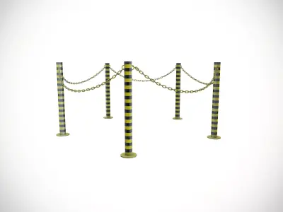 Stand Chain Barrier Metal Fence Barricade  3D model