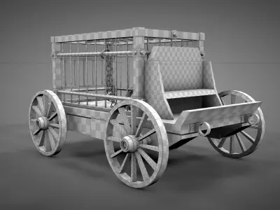 Medieval Prisoner Wagon Low-poly 3D model