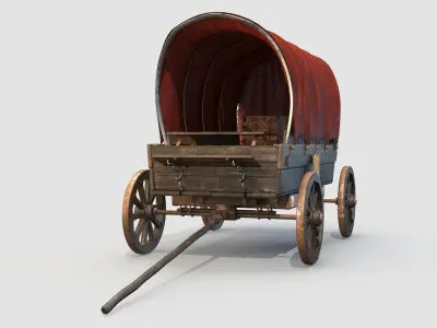 Wooden Covered Cart 3D Model 3D model