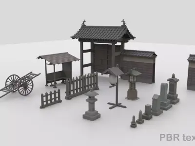 Gate of the temple in Japan typeA Low-poly 3D model