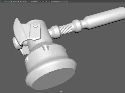 Sci Fi Mechanical Gavel  Hammer  Game Ready Low-poly 3D model