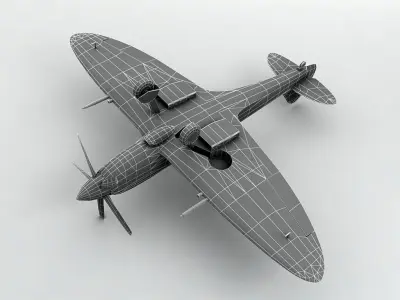 Supermarine Spitfire MK XVIII Aircraft Low-poly 3D model