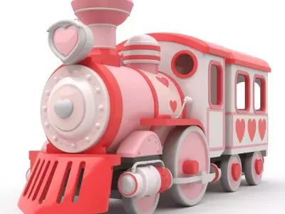 Stylized 3D Valentine Train Model Low-poly 3D model purchase