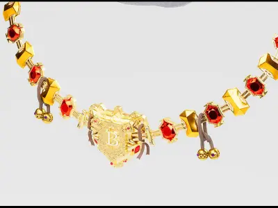OLD MEDIEVAL BITCOIN NECKLACE - NFT READY 3D model