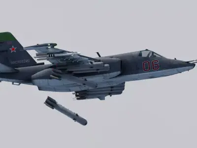 SU-25 Frogfoot with weapons fully-rigged and animated Low-poly 3D model