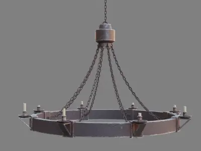 Rusted Medieval Chandelier Low-poly 3D model
