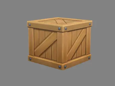 Cartoon Square Wooden Box-Goods Low-poly 3D model