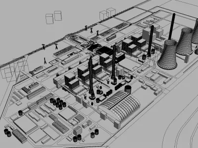 Thermal power plant - nuclear power plant - chemical plant 3D model get