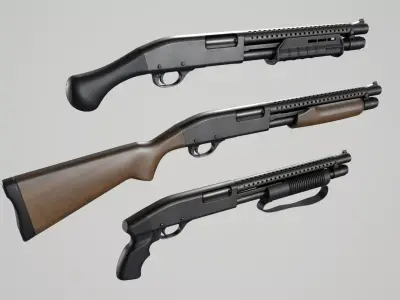 Pump Action Shotgun Low-poly 3D model buy