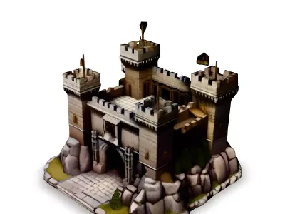 Medieval Stone Castle Fortress 3D Model Low-poly 3D model
