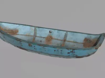 Metal Row Boat Low-poly 3D model