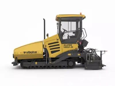 Super Tracked Asphalt Paver Heavy Construction Machinery Low-poly 3D model
