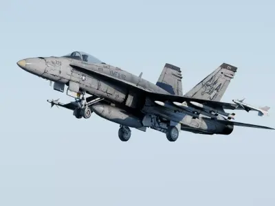 F-18 Hornet Fully-Rigged Animated Game Ready With Weapons Low-poly 3D model