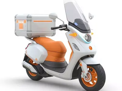 Futuristic Cartoon Delivery Motorcycle 3D Model Low-poly 3D model