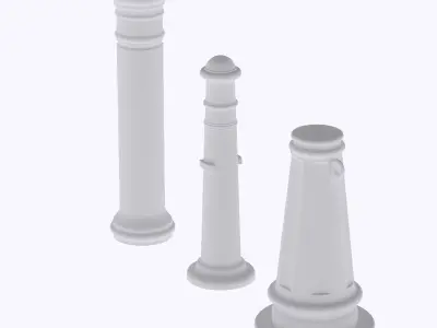 Set of 3 urban bollard 1 train model  3D print model purchase
