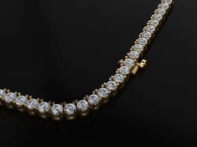 Diamond Tennis Necklace 2mm50 3D print model