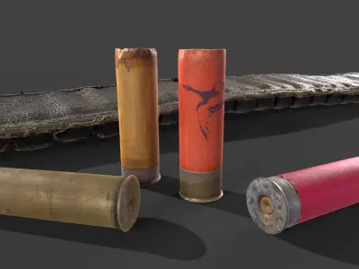 Old hunting cartridge belt Low-poly 3D model