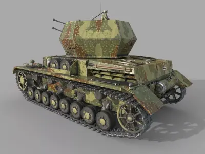 Flakpanzer IV Wirbelwind Low-poly 3D model